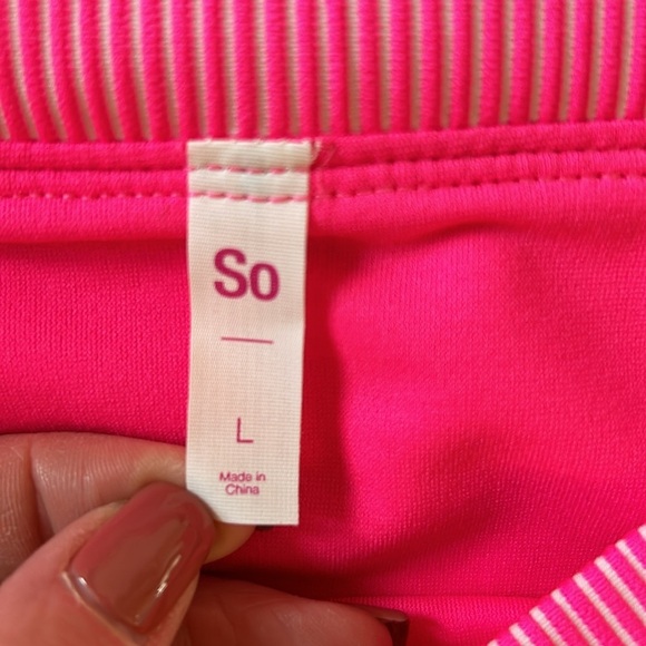 Juniors two piece swimsuit size large. Pink and white stripe high waisted suit. - Picture 3 of 8